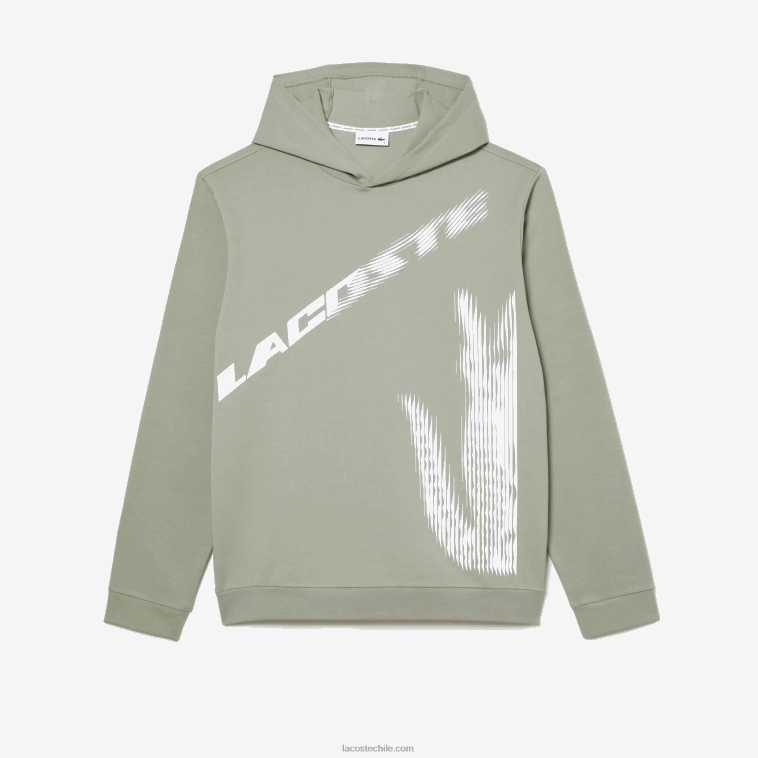 hombres Lacoste verde caqui g21 sudadera con capucha y cocodrilo en contraste N6XZ2547