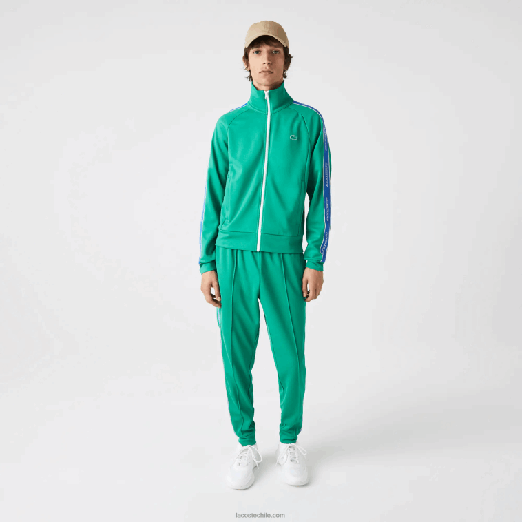 hombres Lacoste verde hd2 sudadera heritage con cuello alto y cremallera N6XZ21070