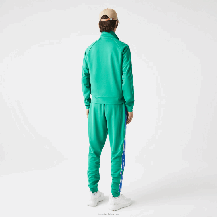 hombres Lacoste verde hd2 sudadera heritage con cuello alto y cremallera N6XZ21070