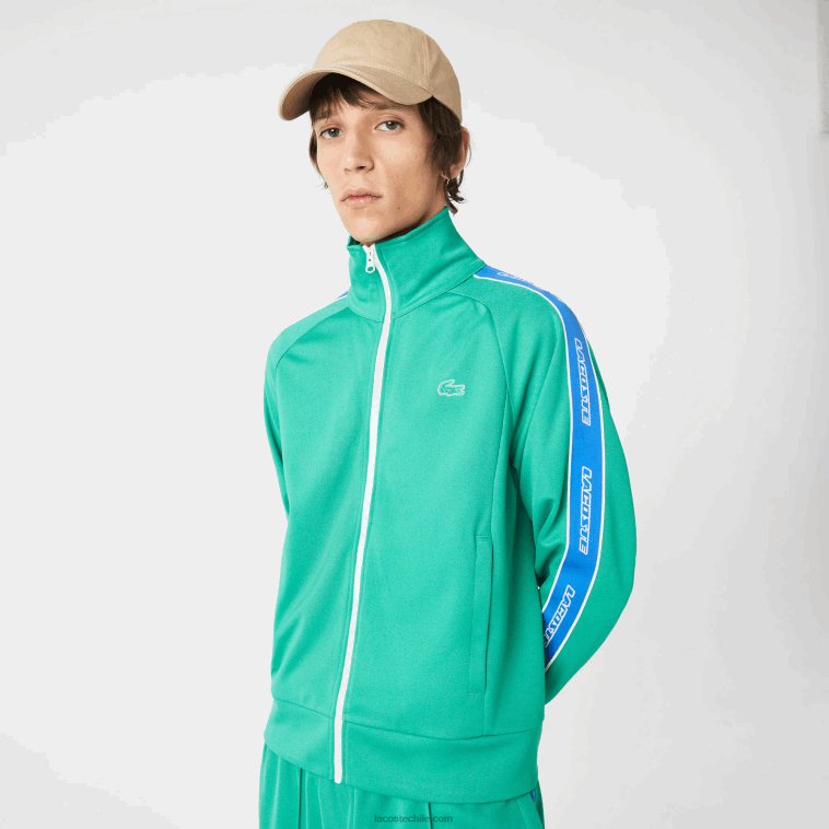 hombres Lacoste verde hd2 sudadera heritage con cuello alto y cremallera N6XZ21070