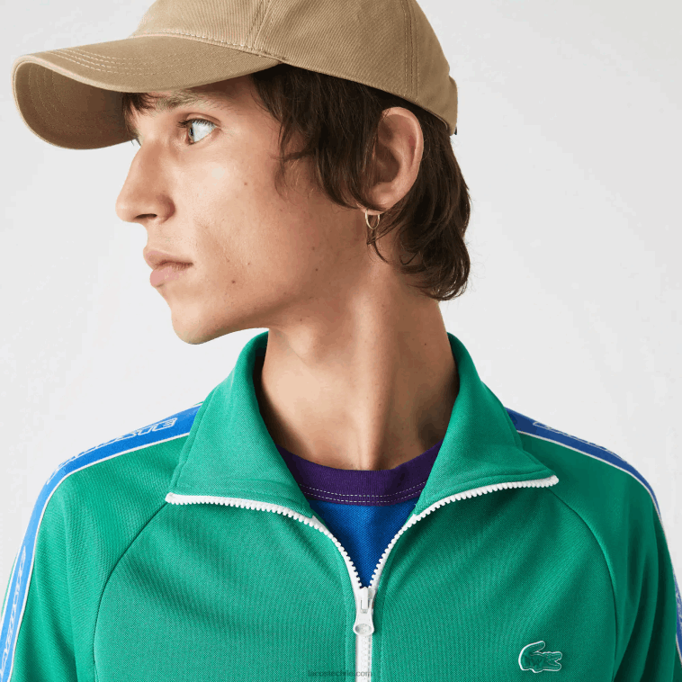 hombres Lacoste verde hd2 sudadera heritage con cuello alto y cremallera N6XZ21070