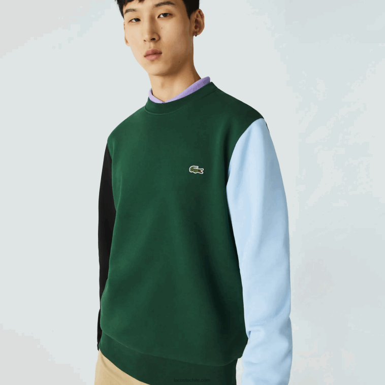 hombres Lacoste verde negro azul ug6 sudadera de felpa cepillada N6XZ21096