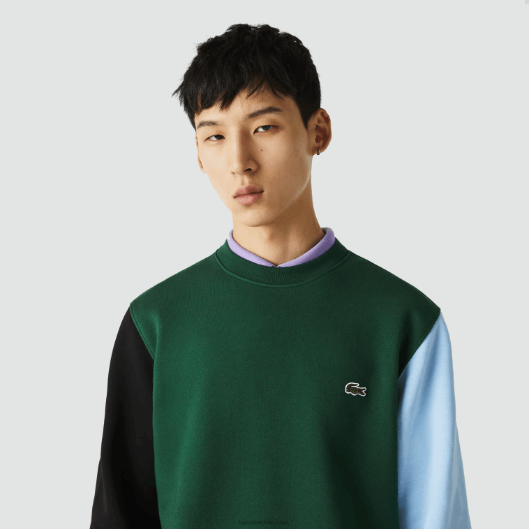 hombres Lacoste verde negro azul ug6 sudadera de felpa cepillada N6XZ21096