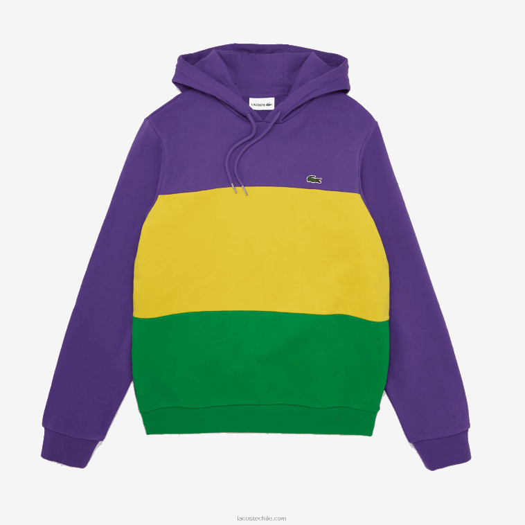 hombres Lacoste violeta amarillo verde 1cv sudadera con capucha y diseño colour block N6XZ21192