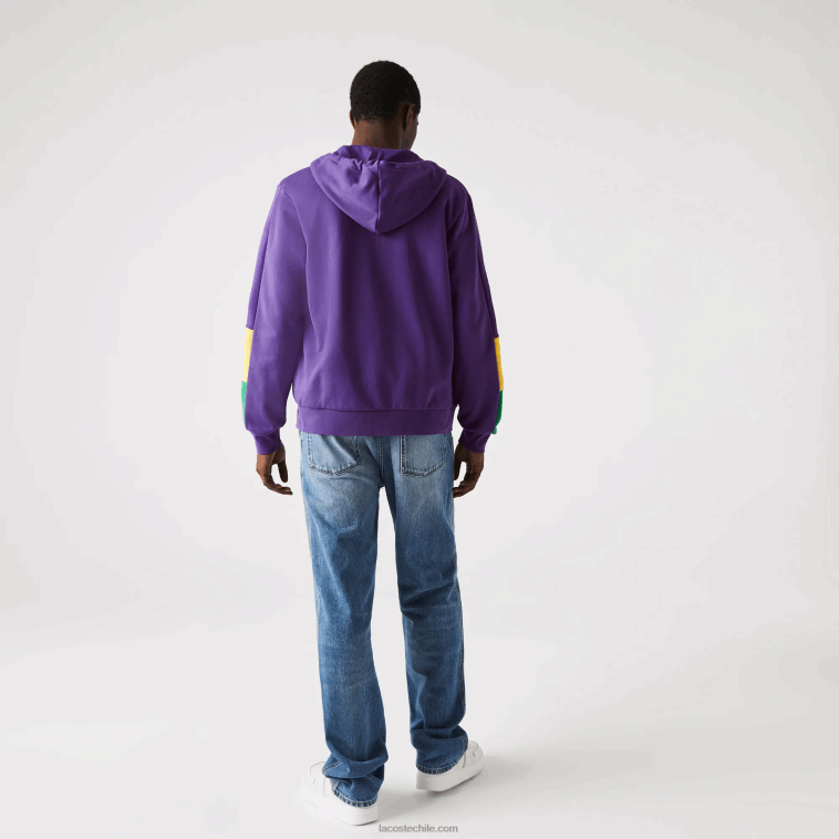 hombres Lacoste violeta amarillo verde 1cv sudadera con cremallera y capucha N6XZ21198