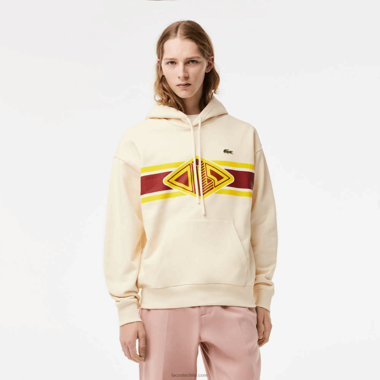 hombres Lacoste xfj blanco sudadera con capucha y corte holgado N6XZ2334