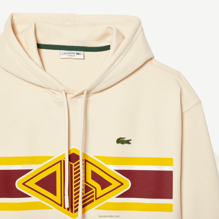 hombres Lacoste xfj blanco sudadera con capucha y corte holgado N6XZ2334