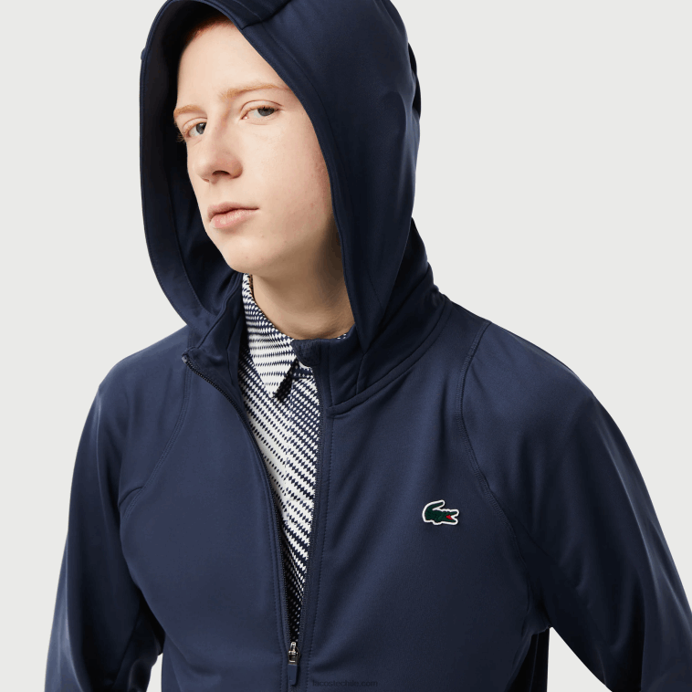 hombres Lacoste xie azul sudadera deportiva con cremallera y cuello alto N6XZ2335