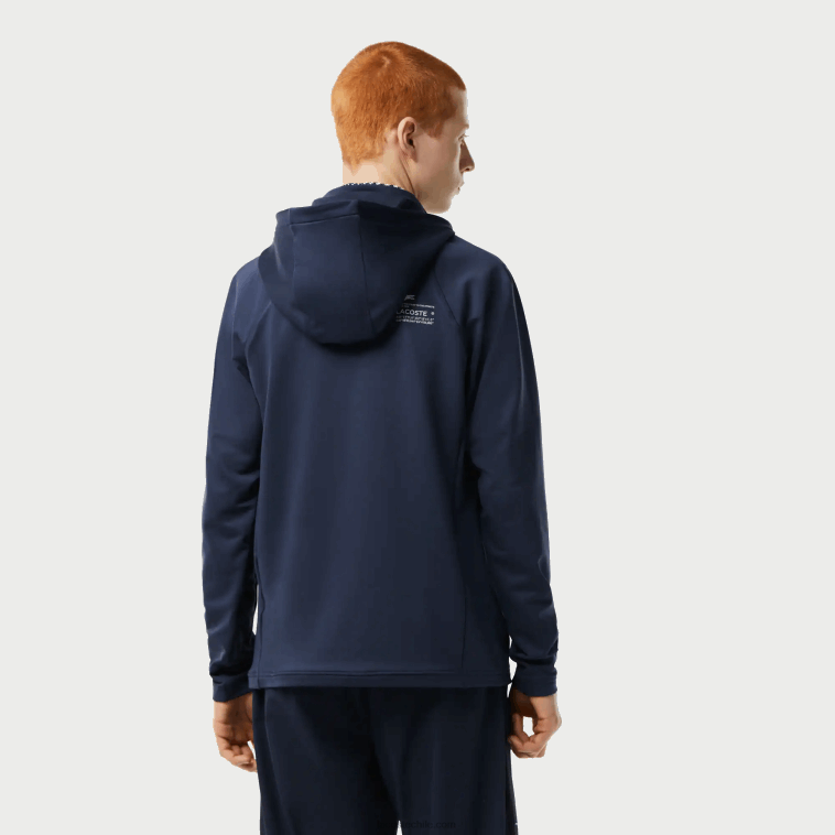 hombres Lacoste xie azul sudadera deportiva con cremallera y cuello alto N6XZ2335