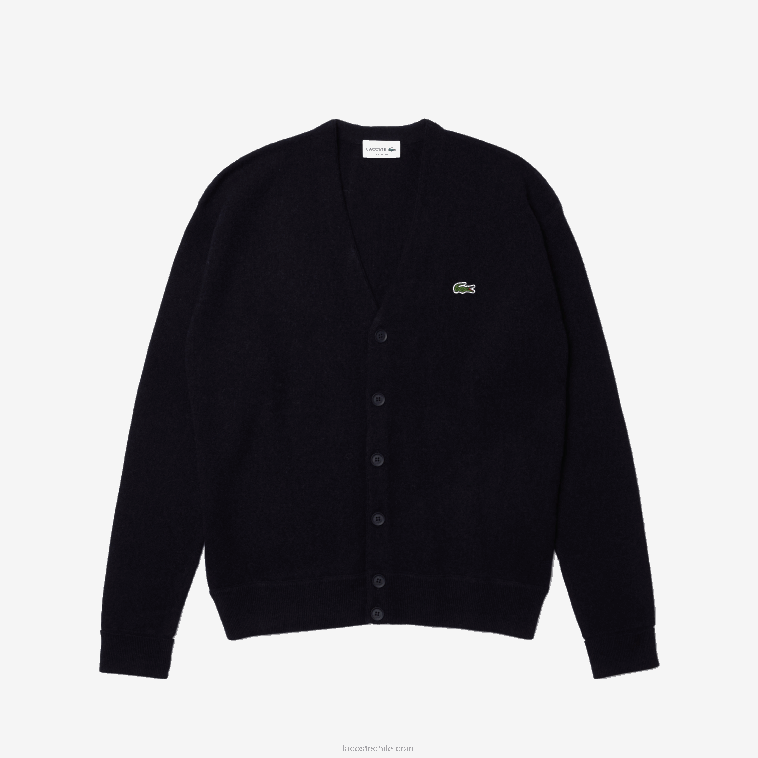 hombres Lacoste azul marino 166 cárdigan de lana con botones tono sobre tono N6XZ21605 hombres Lacoste azul marino 166 cárdigan de lana con botones tono sobre tono N6XZ21605