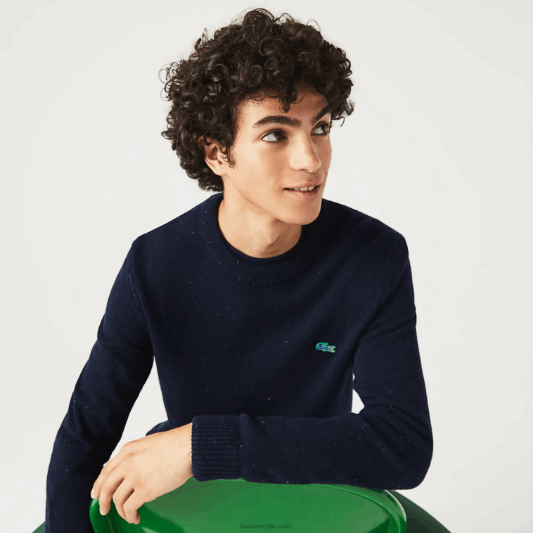 hombres Lacoste azul marino 7cg suéter de corte regular en jersey de lana con estampado jaspeado N6XZ21507 hombres Lacoste azul marino 7cg suéter de corte regular en jersey de lana con estampado jaspeado N6XZ21507