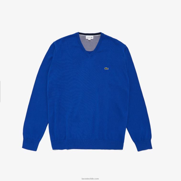 hombres Lacoste azul q3f jersey de algodón con cuello de pico N6XZ21636 hombres Lacoste azul q3f jersey de algodón con cuello de pico N6XZ21636
