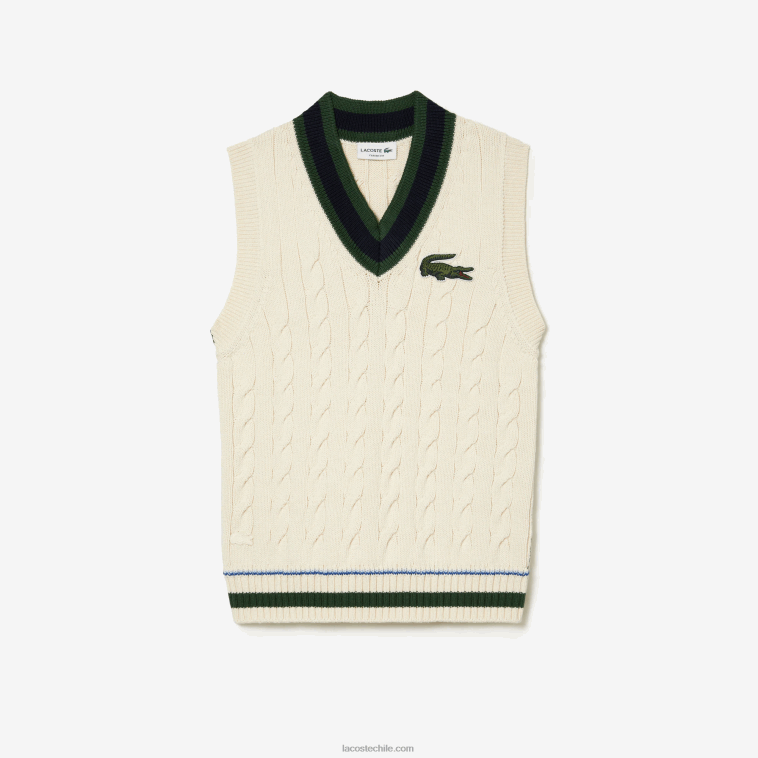 hombres Lacoste blanco r1t chaleco de punto de ochos en algodón orgánico N6XZ2504 hombres Lacoste blanco r1t chaleco de punto de ochos en algodón orgánico N6XZ2504