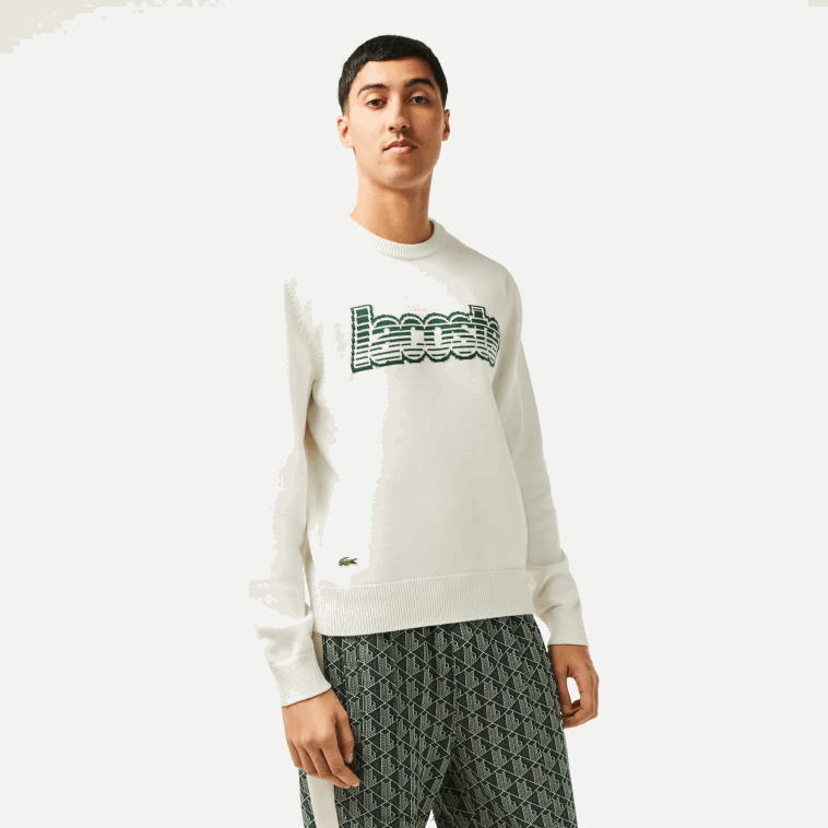hombres Lacoste blanco verde x0n jersey de punto con cuello redondo N6XZ2501 hombres Lacoste blanco verde x0n jersey de punto con cuello redondo N6XZ2501
