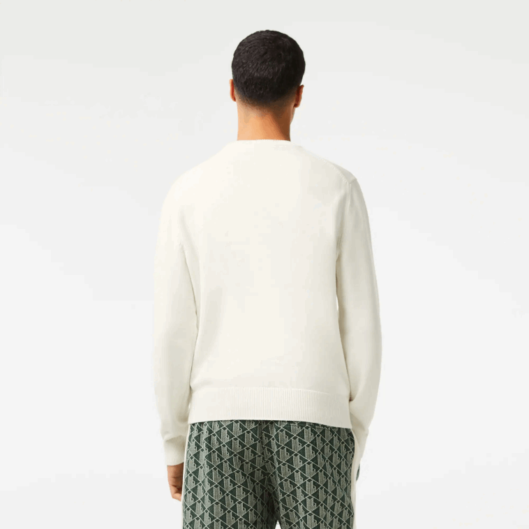 hombres Lacoste blanco verde x0n jersey de punto con cuello redondo N6XZ2501