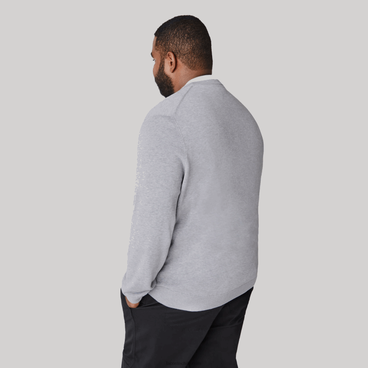 hombres Lacoste lomo gris cca jersey de algodón orgánico con cuello redondo N6XZ21452