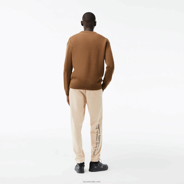 hombres Lacoste marrón negro xp9 suéter de lana con letras en contraste de corte clásico N6XZ21448