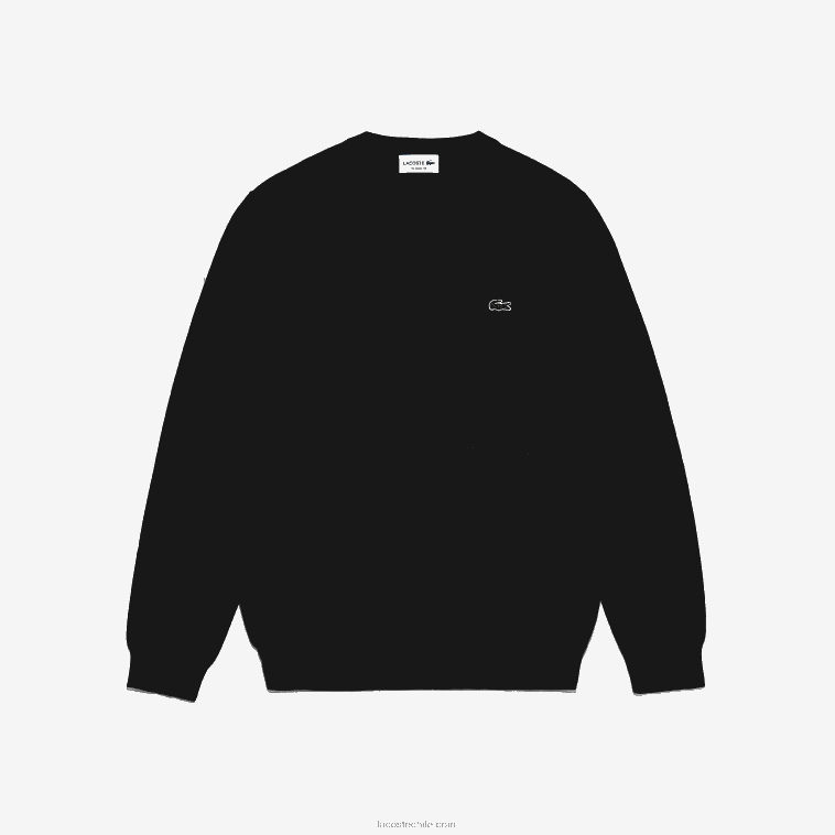 hombres Lacoste negro 031 jersey de algodón orgánico con cuello de pico N6XZ21323