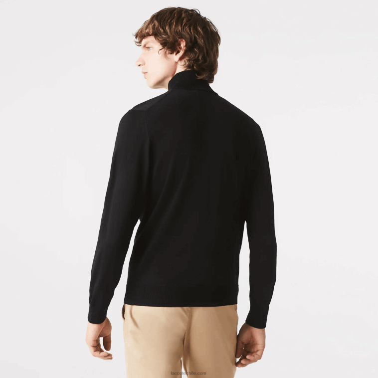 hombres Lacoste negro 031 suéter de lana merino con cuello alto N6XZ21591