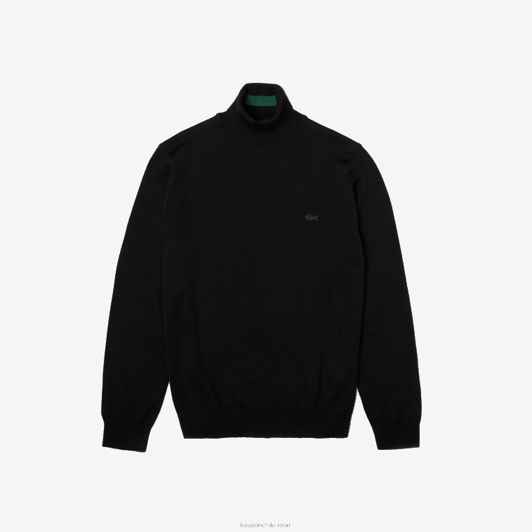 hombres Lacoste negro 031 suéter de lana merino con cuello alto N6XZ21591