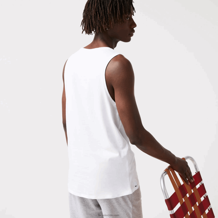 hombres Lacoste blanco 001 camiseta de tirantes de algodón pack de 3 N6XZ21360