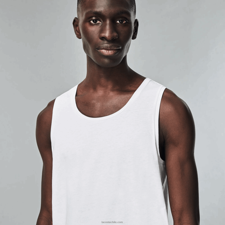 hombres Lacoste blanco 001 camiseta de tirantes de algodón pack de 3 N6XZ21360