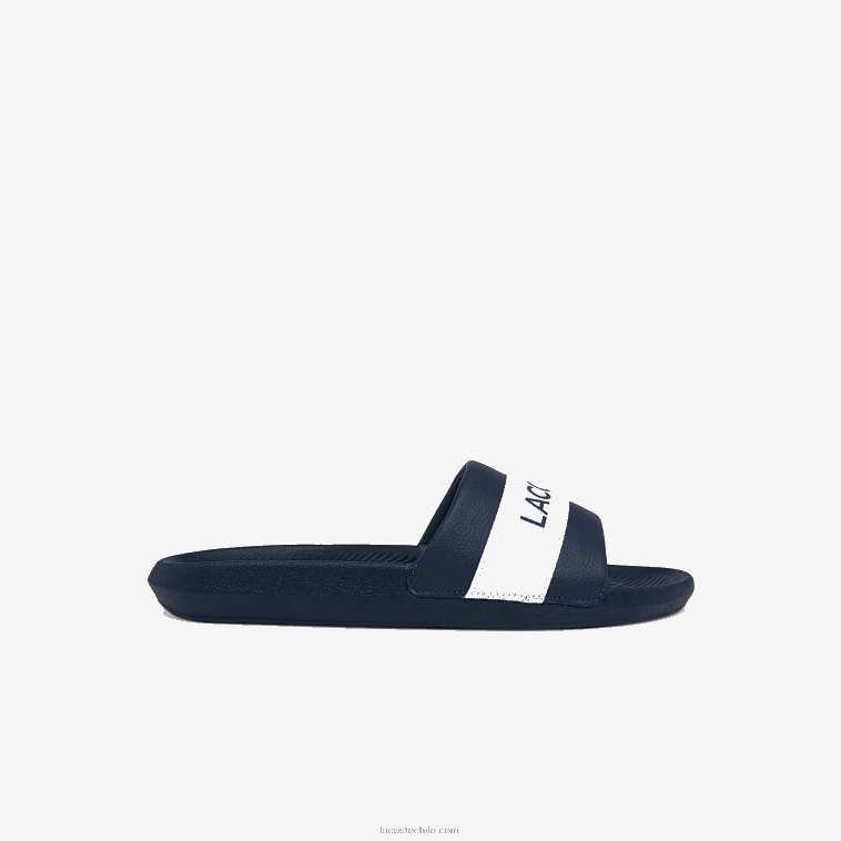 hombres Lacoste azul marino y blanco 092 chanclas de tejido de cocodrilo con logo N6XZ21775 hombres Lacoste azul marino y blanco 092 chanclas de tejido de cocodrilo con logo N6XZ21775