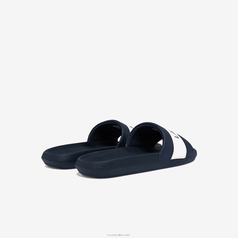 hombres Lacoste azul marino y blanco 092 chanclas de tejido de cocodrilo con logo N6XZ21775