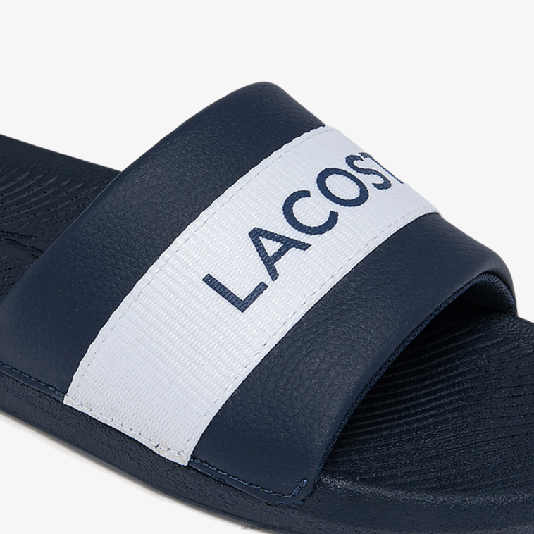 hombres Lacoste azul marino y blanco 092 chanclas de tejido de cocodrilo con logo N6XZ21775