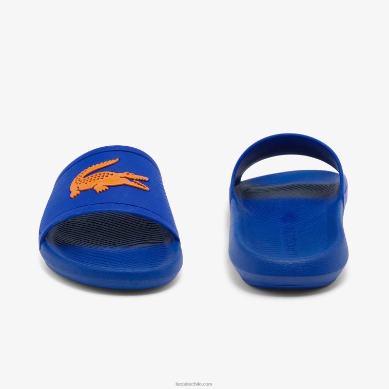 hombres Lacoste azul naranja ba1 chanclas de goma de cocodrilo N6XZ21915
