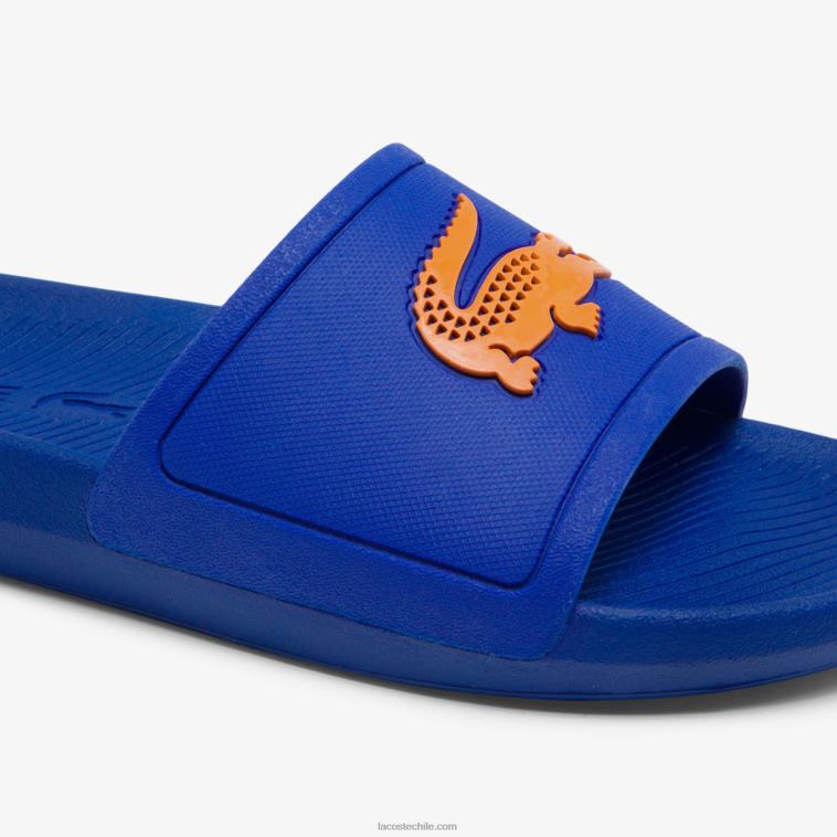 hombres Lacoste azul naranja ba1 chanclas de goma de cocodrilo N6XZ21915