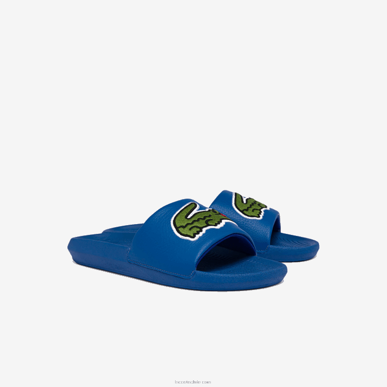 hombres Lacoste azul verde bg3 chanclas sintéticas de cocodrilo con tira del logo N6XZ21773
