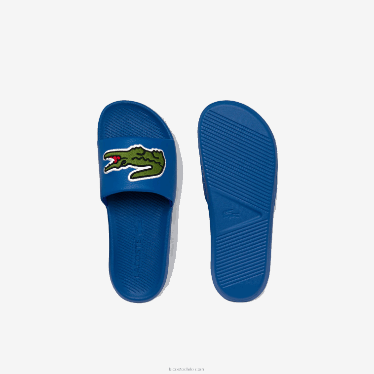 hombres Lacoste azul verde bg3 chanclas sintéticas de cocodrilo con tira del logo N6XZ21773