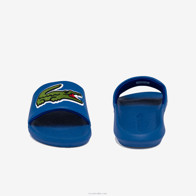 hombres Lacoste azul verde bg3 chanclas sintéticas de cocodrilo con tira del logo N6XZ21773