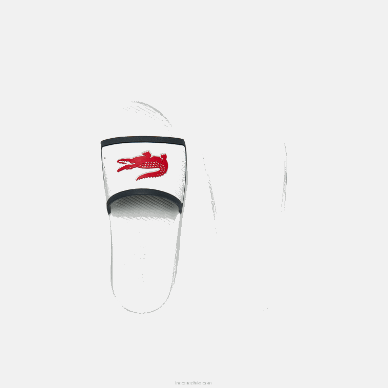 hombres Lacoste blanco/azul marino y rojo 407 chanclas sintéticas con correa de caucho de cocodrilo N6XZ21849