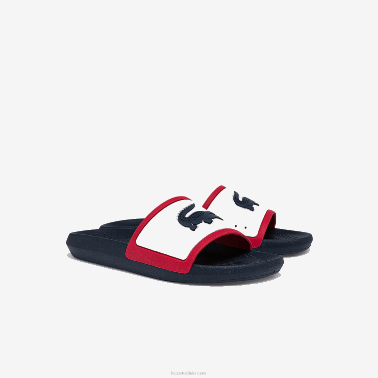 hombres Lacoste blanco/azul marino y rojo 407 chanclas tricolor de goma croco N6XZ21896