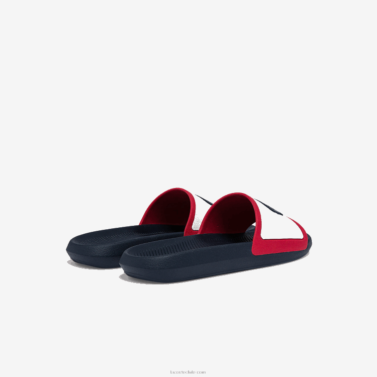 hombres Lacoste blanco/azul marino y rojo 407 chanclas tricolor de goma croco N6XZ21896