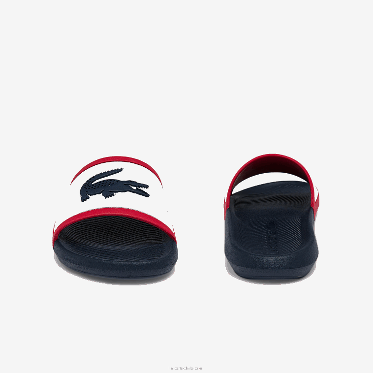 hombres Lacoste blanco/azul marino y rojo 407 chanclas tricolor de goma croco N6XZ21896