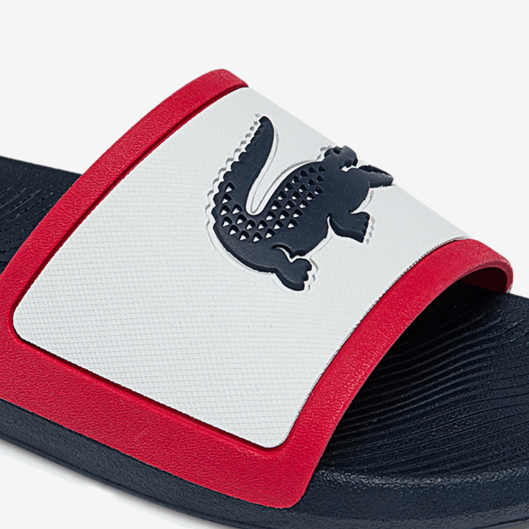 hombres Lacoste blanco/azul marino y rojo 407 chanclas tricolor de goma croco N6XZ21896