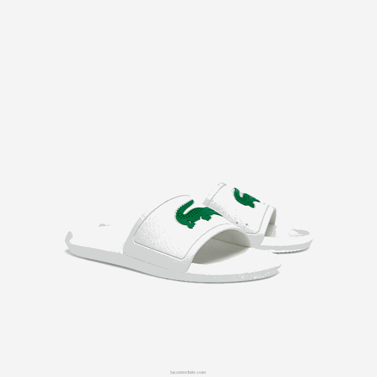 hombres Lacoste blanco/verde 082 chanclas sintéticas repelentes al agua croco N6XZ21819