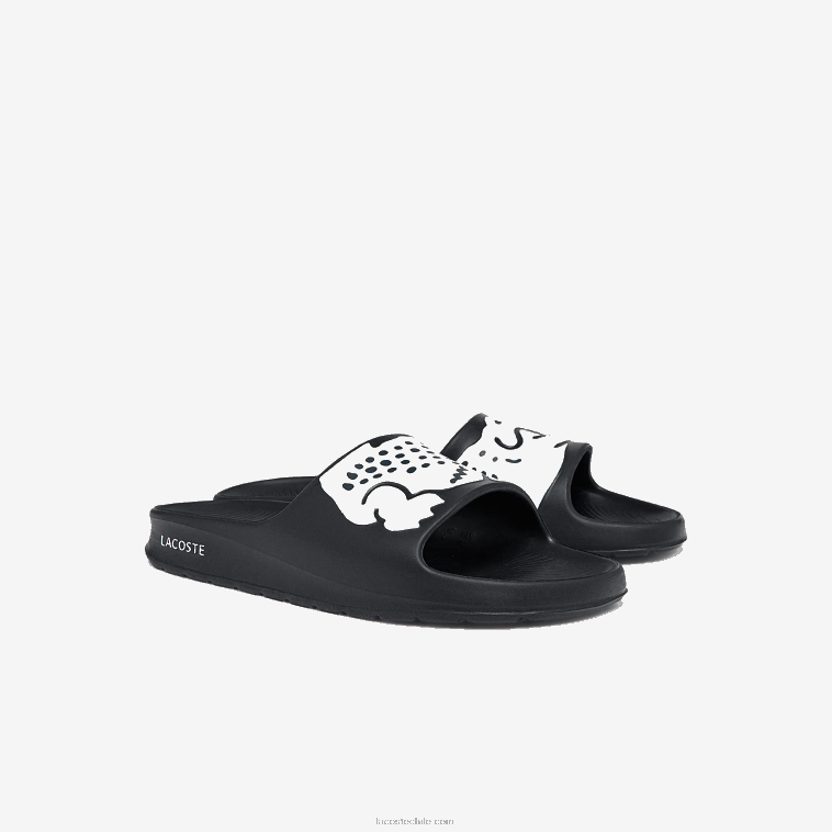 hombres Lacoste blanco y negro 312 chanclas sintéticas croco 2.0 N6XZ21754