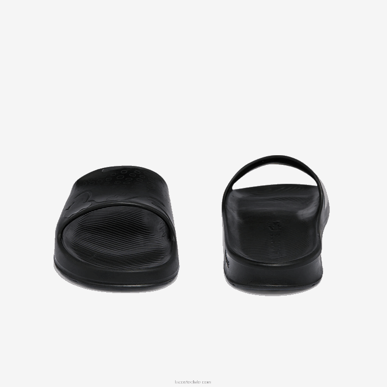 hombres Lacoste negro 02h chanclas de piel sintética croco 2.0 con correa del logo N6XZ21831