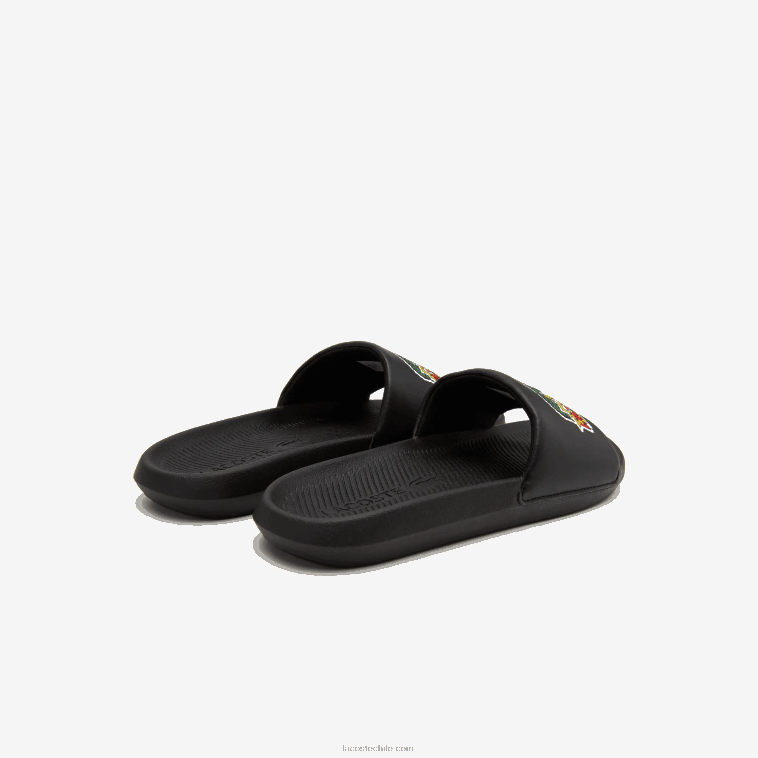 hombres Lacoste negro 02h chanclas sintéticas de cocodrilo N6XZ21761