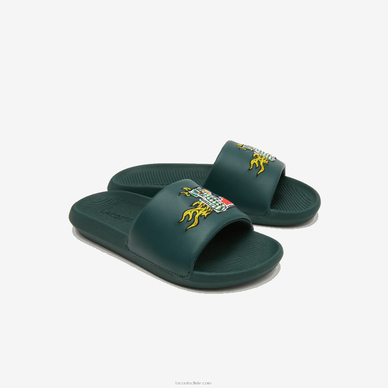 hombres Lacoste verde 1m8 chanclas sintéticas de cocodrilo N6XZ21762