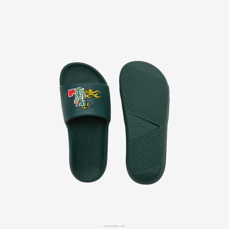 hombres Lacoste verde 1m8 chanclas sintéticas de cocodrilo N6XZ21762