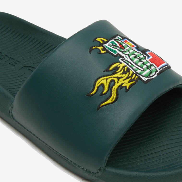 hombres Lacoste verde 1m8 chanclas sintéticas de cocodrilo N6XZ21762