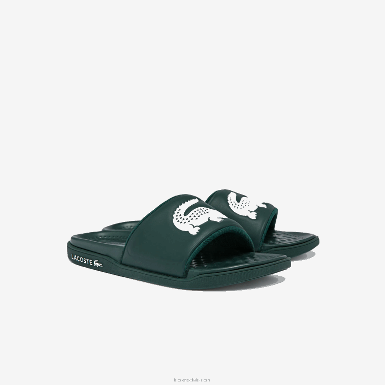 hombres Lacoste verde oscuro blanco 2d2 chanclas croco dualiste con correa sintética y logo N6XZ21764