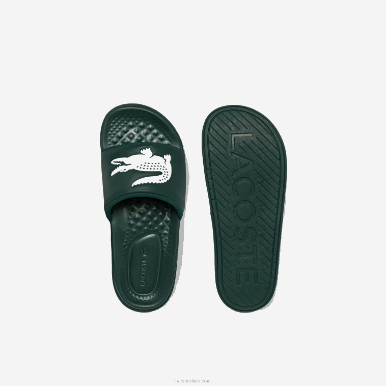hombres Lacoste verde oscuro blanco 2d2 chanclas croco dualiste con correa sintética y logo N6XZ21764