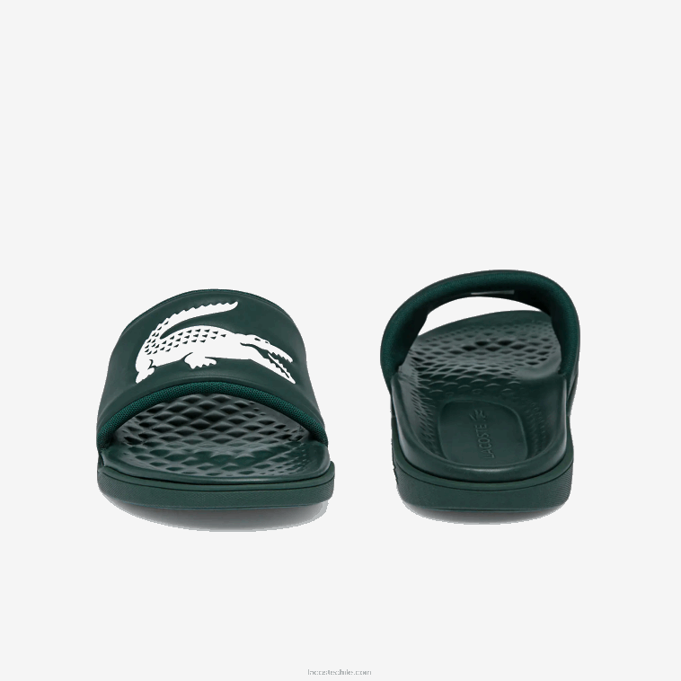 hombres Lacoste verde oscuro blanco 2d2 chanclas croco dualiste con correa sintética y logo N6XZ21764