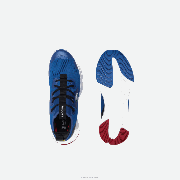 hombres Lacoste azul blanco 221 zapatillas deportivas run spin comfort de tejido en contraste de color N6XZ21882